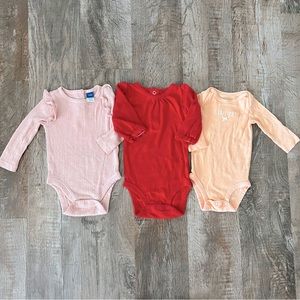 Carters, Old Navy Baby Girl Long Sleeve Bodysuits 3-6M